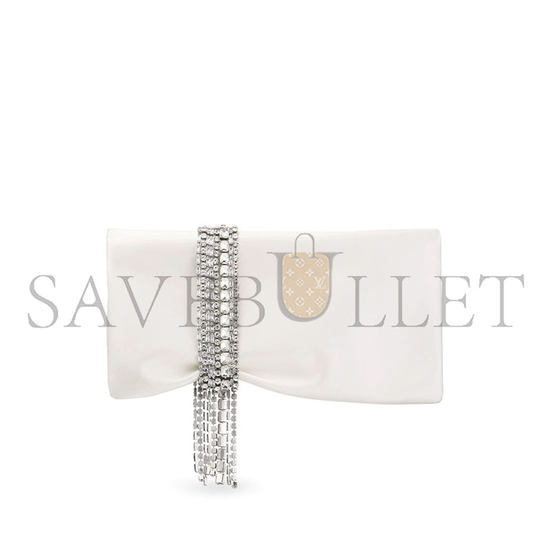 JIMMY CHOO ZANDRA IVORY SATIN CRYSTAL CLUTCH BAG ZANDRADUR0C3537 (30*15.5*2.5cm)